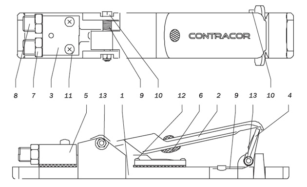 Сборочный чертеж запчастей клавиши дистанционного управления DMH Contracor